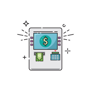 atm machine drawing with dollar sign clip art preview
