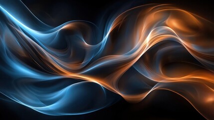 Obraz premium Abstract Glowing Waves in Blue and Orange
