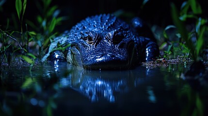 Naklejka premium Alligator Lurking in the Shadows