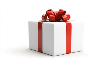 A beautifully wrapped Christmas gift with a big red bow