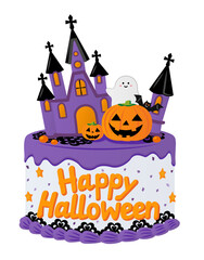 Happy Halloween Purple Cake with Jack-O'-Lantern