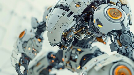 Fototapeta premium Futuristic Robot with Detailed Mechanical Components