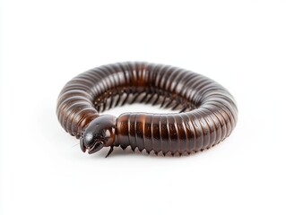 Millipede isolated on white background