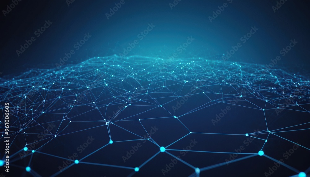Poster techno background with a low poly plexus design 11