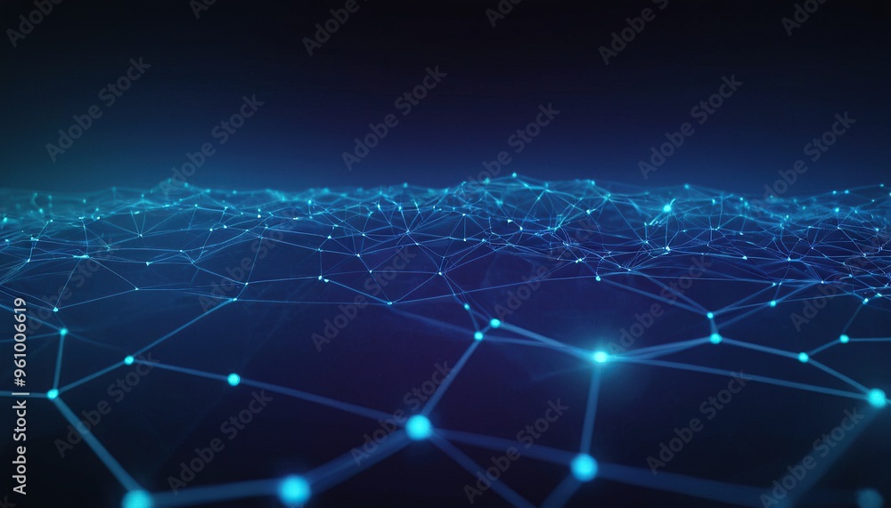 Poster techno background with a low poly plexus design 9