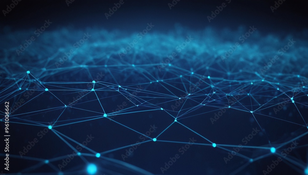 Poster techno background with a low poly plexus design 6