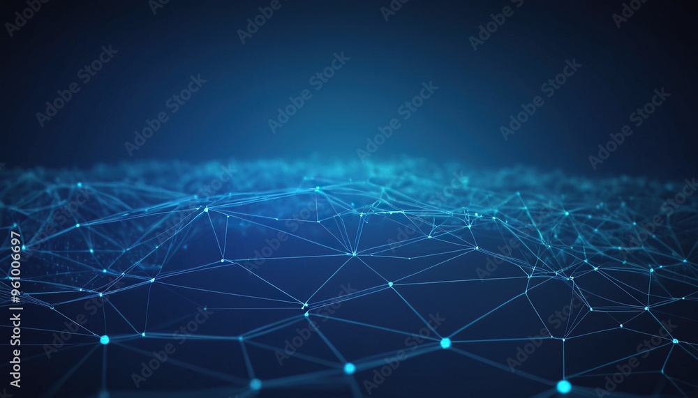 Poster techno background with a low poly plexus design 2