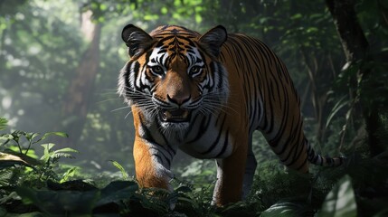 Obraz premium Majestic Tiger in Lush Jungle