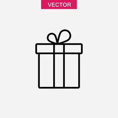 Gift box icon, Present package vector flat black trendy style illustration for web and app..eps