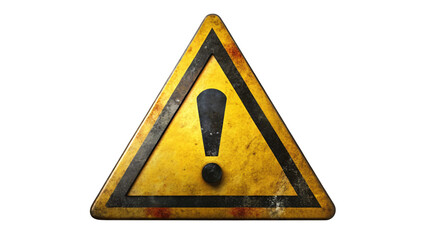 Isolated yellow triangle sign with exclamation mark, warning of danger