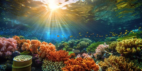 Fototapeta premium coral reef and fishes