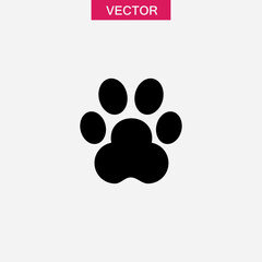 Paw print vector icon.  Dog or cat pawprint simple flat black illustration for web and app..eps