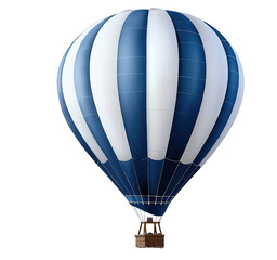 A stunning blue and white hot air balloon soaring high in the sky, perfect for adventure and travel themes.