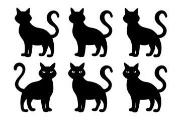 

black silhouette of a cat collection, Set of cat silhouette vector