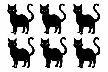 

black silhouette of a cat collection, Set of cat silhouette vector