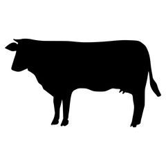 Black silhouette cow Hand drawn illustration