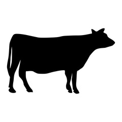 Black silhouette cow Hand drawn illustration