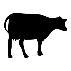 Black silhouette cow Hand drawn illustration