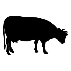 Black silhouette cow Hand drawn illustration