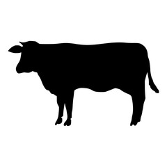 Black silhouette cow Hand drawn illustration