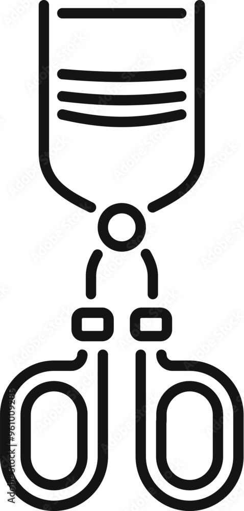 Poster simple line icon representing an eyelash curler, a tool used to curl eyelashes before applying masca