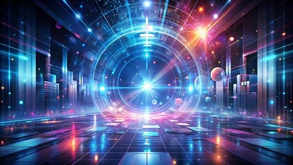 Obraz premium Futuristic Cityscape with Glowing Portal.