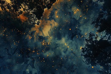 Fototapeta premium Night sky - Universe filled with stars, nebula and galaxy, interstellar, thermal camera, anamorphic, dark sky reserve, surreal, cross-processed, heightened surrealism, celestial lighting