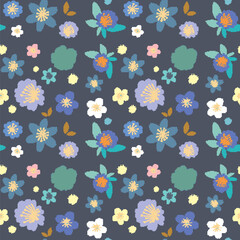 Colorful Floral Pattern on Dark Background