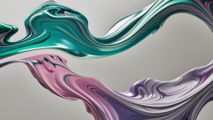 Abstract swirling liquid paint in green, pink, and purple colors