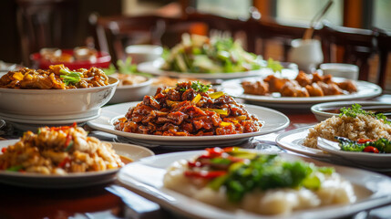 Fototapeta premium “Reunion Feast: Family Together for Chinese New Year”