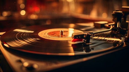 a record player with a record on it. 