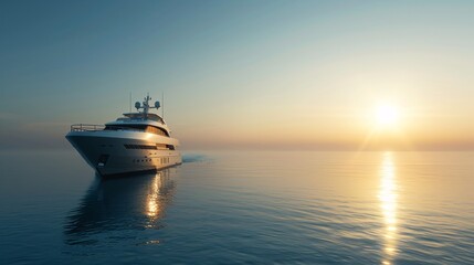 Luxury Yacht Sailing at Sunset