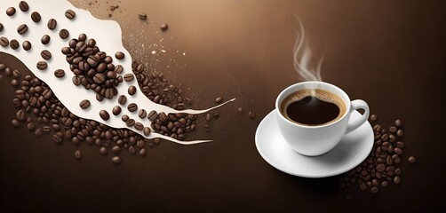 National Coffee Day Watercolor with Copy Space