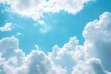 Naklejka premium Natural and cloudy fresh blue sky background. Natural sky beautiful blue and white texture background. Blue sky and cloud on summer daytime. Blue sky and white clouds of daytime , ai