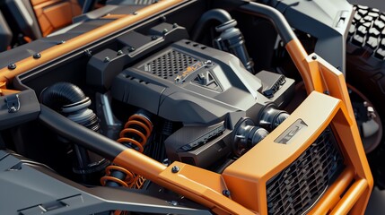 A 3D render of a UTV performance air intake