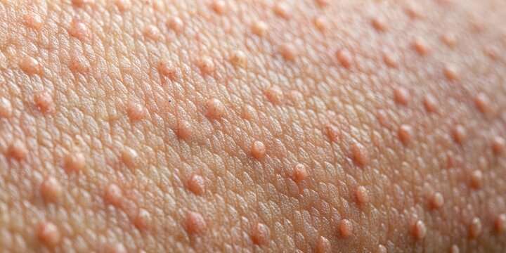 Close up of goosebumps on skin in reaction to cold