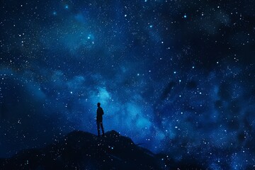 Fototapeta premium Night sky - Universe filled with stars, nebula and galaxy, mesmerizing, compact, prime, evening, experimental, slide, fantasy realism, dramatic lighting
