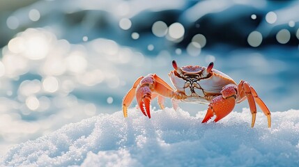crab isolated on winter background