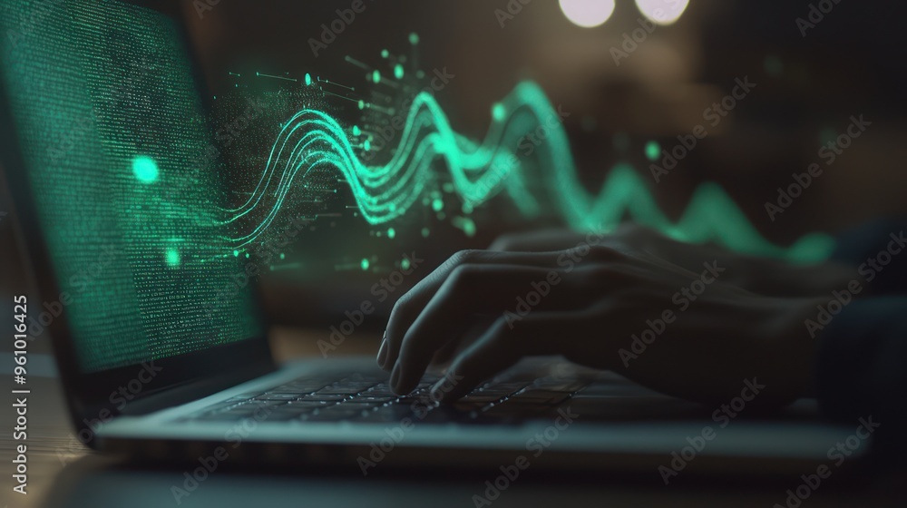 Poster digital data flow and modern technology