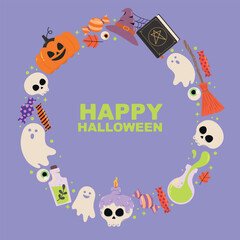 Fototapeta premium scary and funny ghosts banner. Ghost character for Happy Halloween. Halloween decoration design.