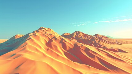 Naklejka premium Desert Landscape with Majestic Mountains at Sunset