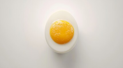 Perfect Boiled Egg with Yellow Yolk Isolated on White Background