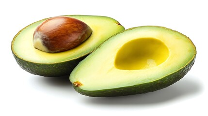 Fresh Ripe Avocado Cut in Half with Seed