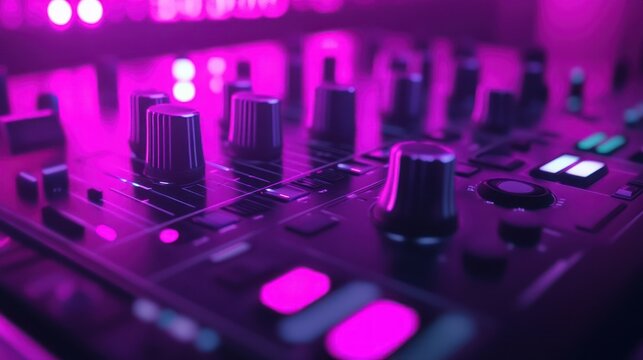 DJ Mixer with Pink Lights
