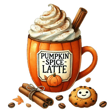Watercolor Autumn Fall Pumpkin Spice Lette Clipart , Halloween and fall autumn coming