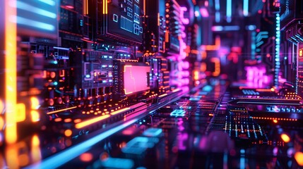 Obraz premium Futuristic Neon Cityscape