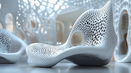 Obraz premium Virtual gallery of global design trends, close-up on innovative products and cutting-edge technology