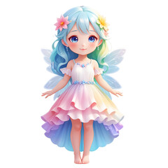 Fototapeta premium Cute cartoon fairy clipart, on transparent background, png, cutout