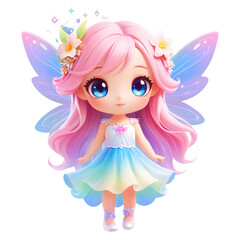 Cute cartoon fairy clipart, on transparent background, png, cutout