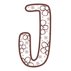 English letters flowers outline